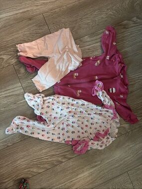 Pink & White Baby Footed Sleepers Set